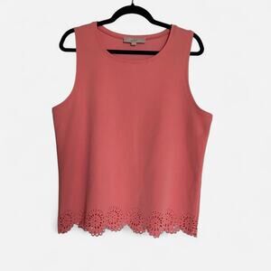 Loft salmon color sleeveless lace trim top